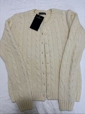 Brandy Melville Cream Cable Knit Button Cardigan